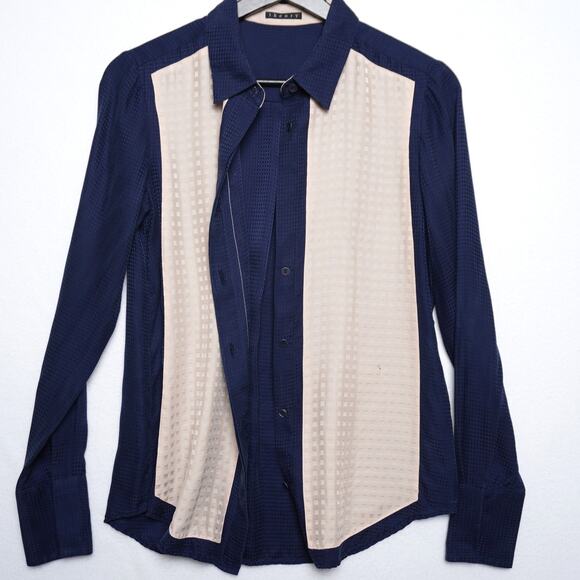 Theory Women's Embossed Checked Blouse - Picture 5 of 11
